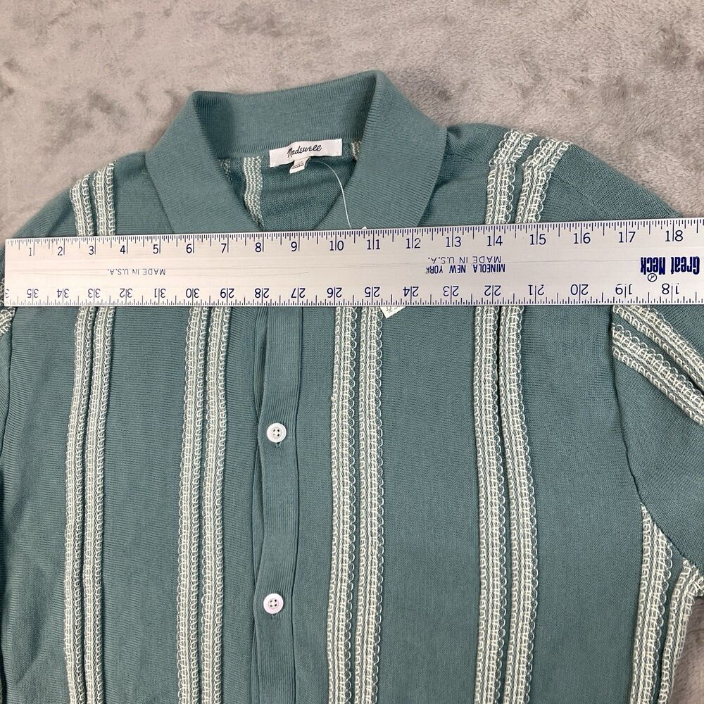 Madewell Sweater Polo Mens XS Green Striped Button Up Preppy Coastal NZ237 Nwt - Picture 8 of 10